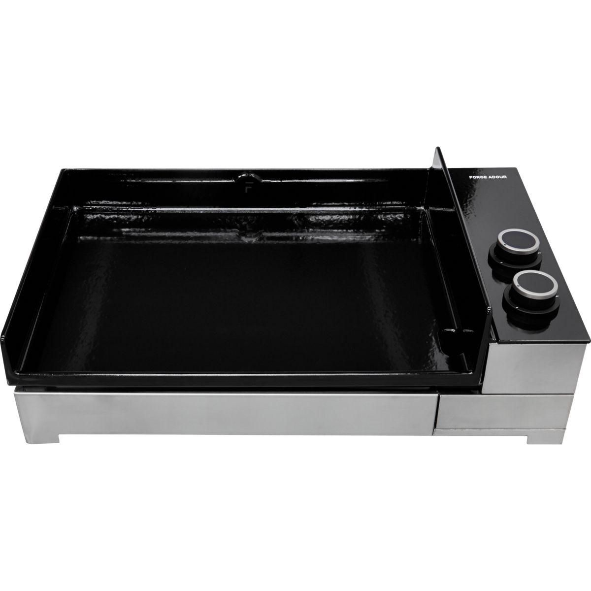 FORGE ADOUR Plancha gaz Premium 60 Inox 2brûleurs à poser, 58.5x40.5 cm