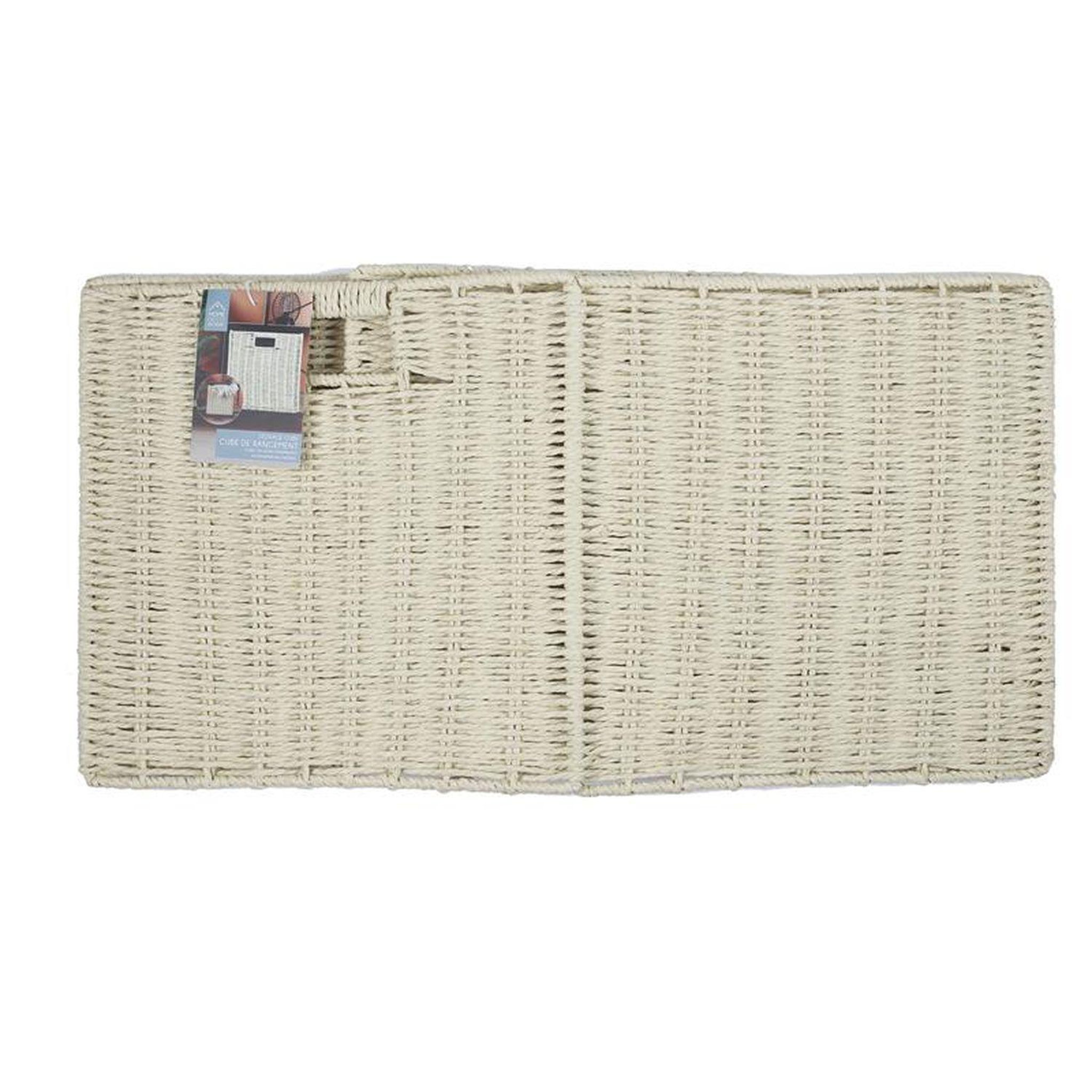 Voir la diapositive 5 : TOILINUX Cube de rangement tressé pliable - 30 x 30 cm - beige