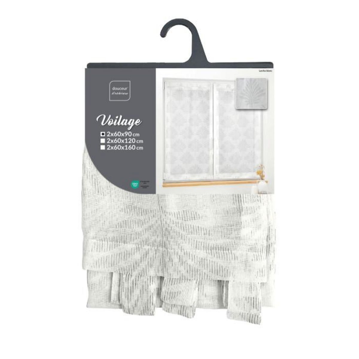 Paris Prix Paire de Voilages  Levita  60x90cm Blanc