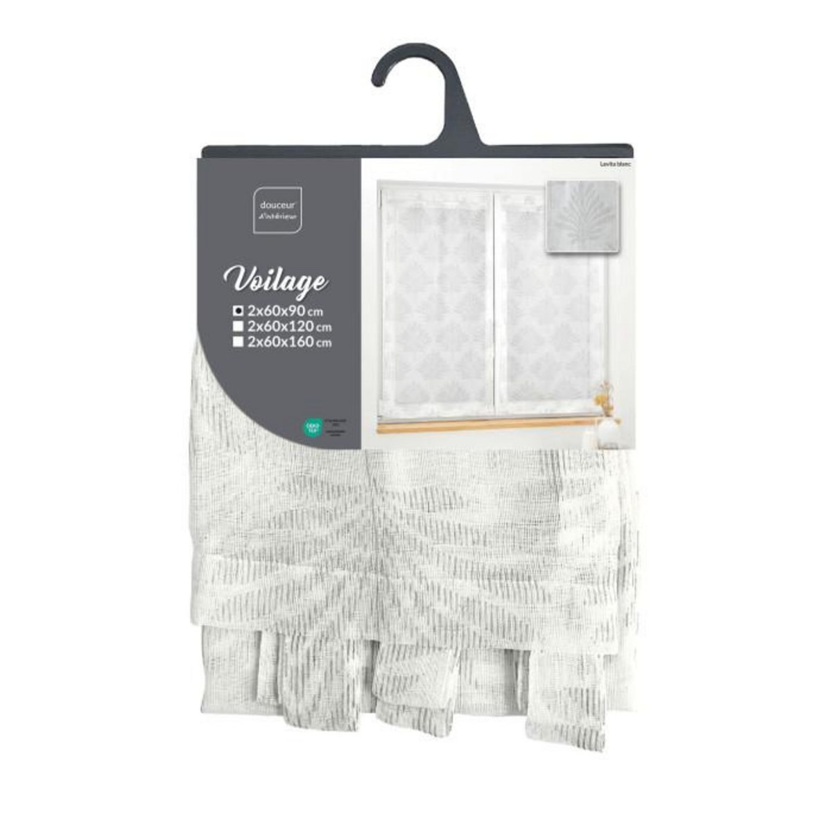 Paris Prix Paire de Voilages  Levita  60x90cm Blanc