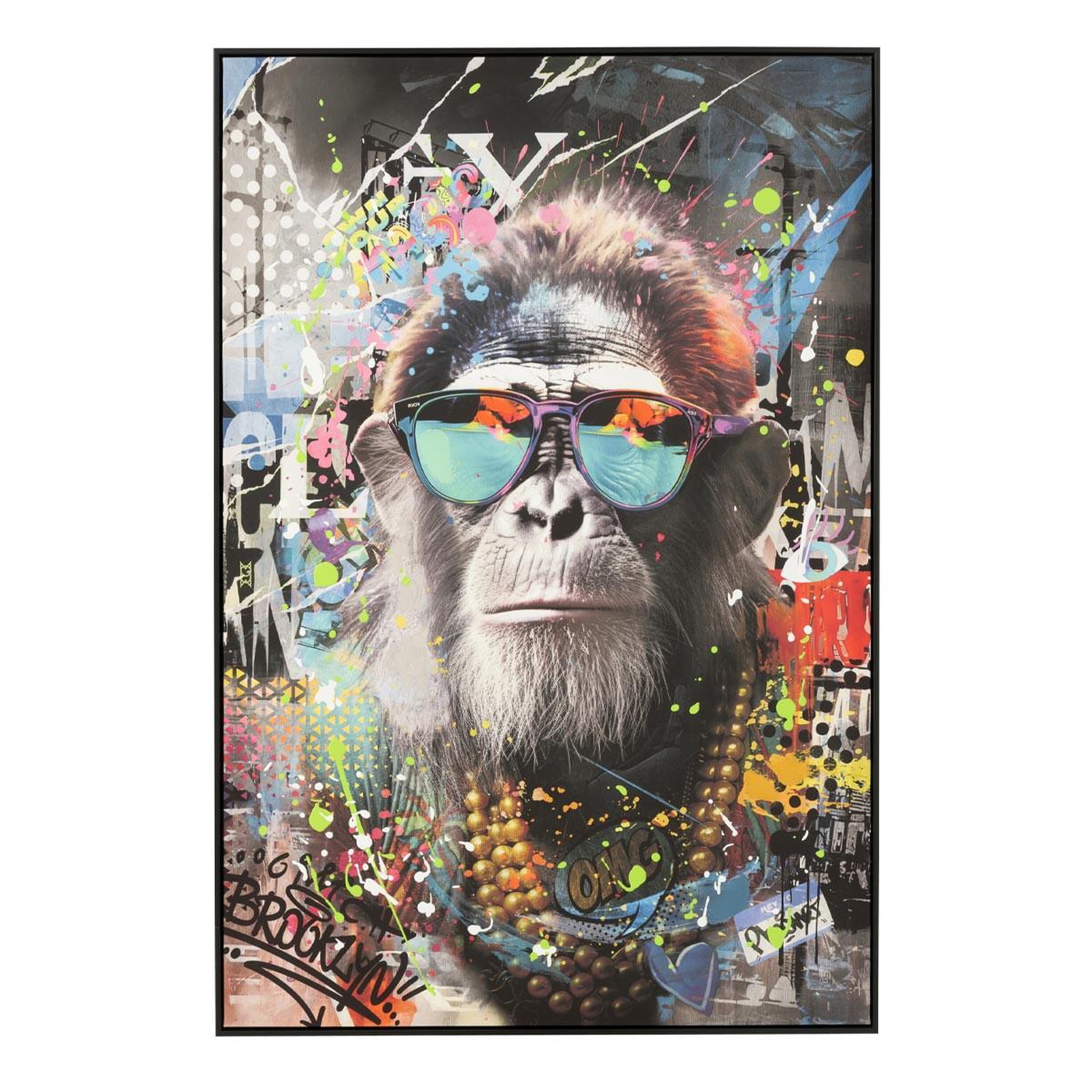 J-LINE Tableau déco  monkey  80x120cm multicolore