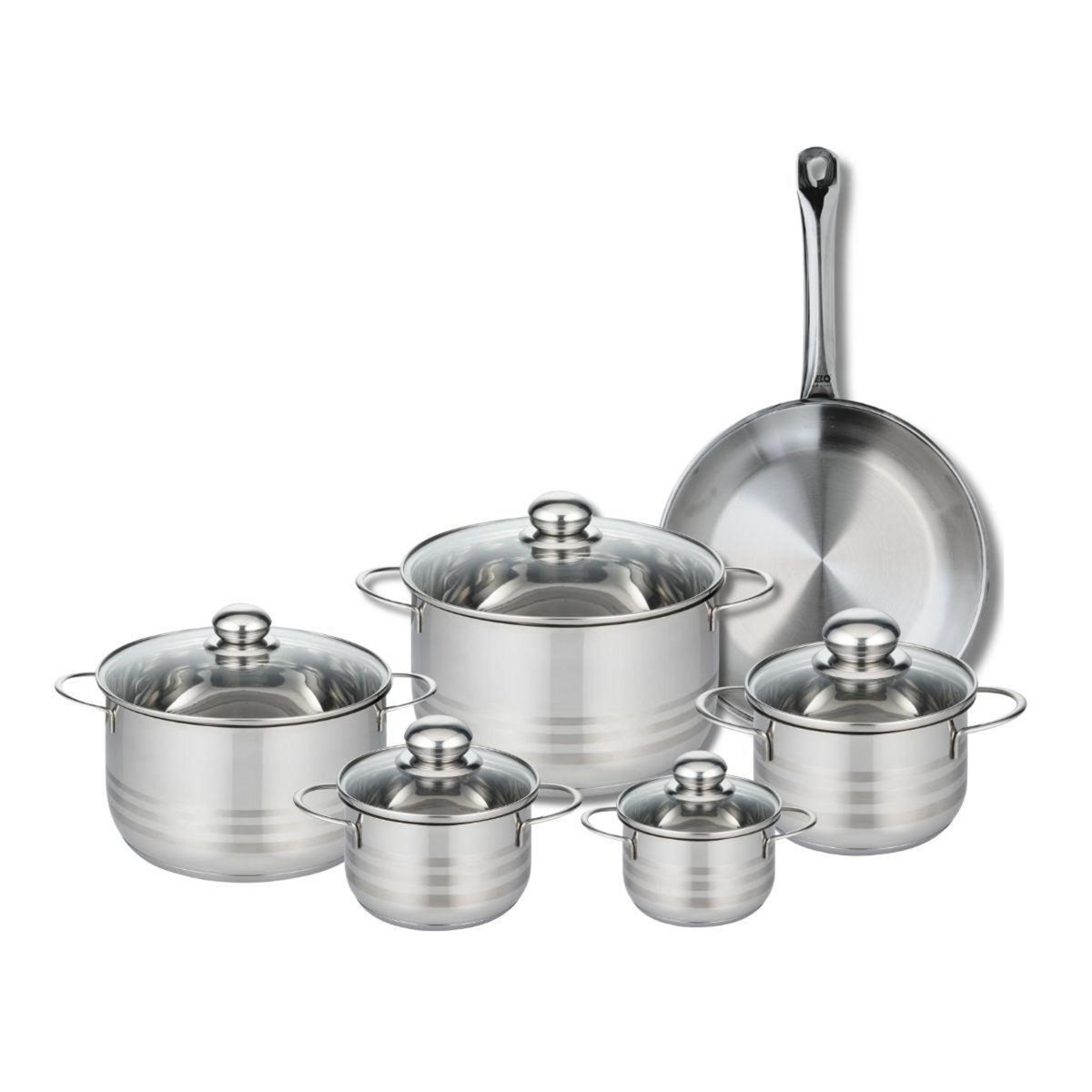 ELO Ensemble de 1 Poêle de cuisson 28 cm et 5 faitouts 12, 14, 16, 20 et 24 cm Elo Profi Brillant