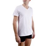 PIERRE CARDIN T-shirt homme en col v avec broderie sur la poitrine. Coloris disponibles : Blanc