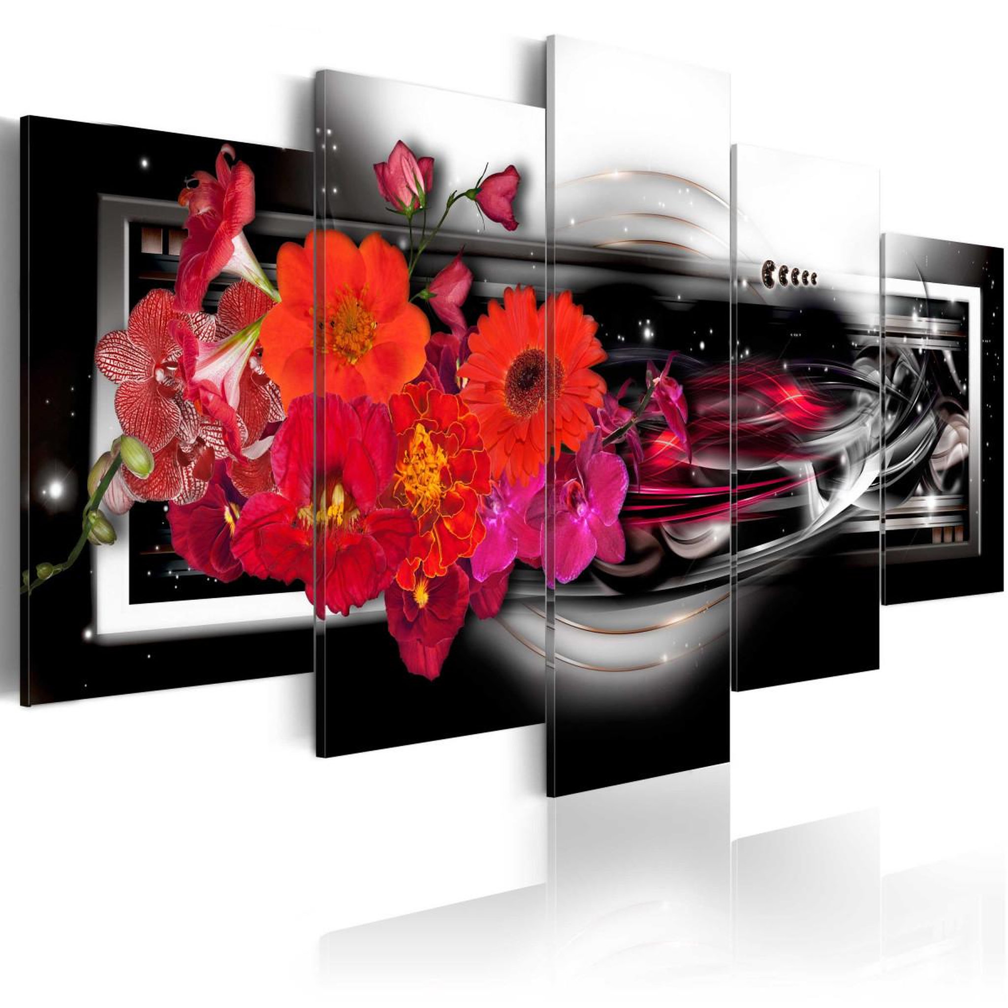 Voir la diapositive 1 : Paris Prix Tableau imprimé  gerberas on black background