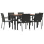 Voir la diapositive 3 : VIDAXL Ensemble a manger de jardin coussins 7pcs Noir Resine tressee