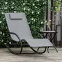 OUTSUNNY Chaise longue à bascule rocking chair design acier époxy noir textilène gris