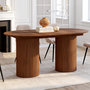 Voir la diapositive 4 : ID MARKET Table à manger extensible ovale JULIETTE  6-10 personnes pieds cylindriques lattes tasseau bois coloris noyer 160-200 cm