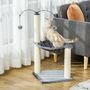 Voir la diapositive 2 : PAWHUT Arbre à chat 2 griffoirs grattoirs sisal naturel hamac jeu 2 boules suspendues peluche haute densité 400 g/m² gris