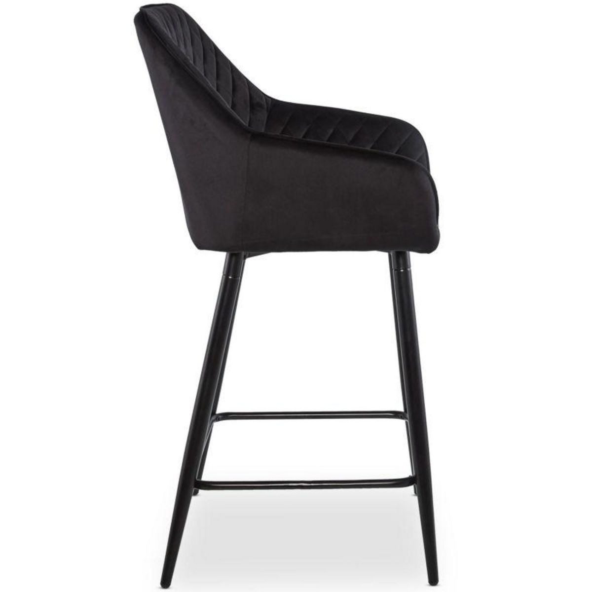 Paris Prix Lot de 2 Chaises de Bar Velours  Onika  105cm Noir