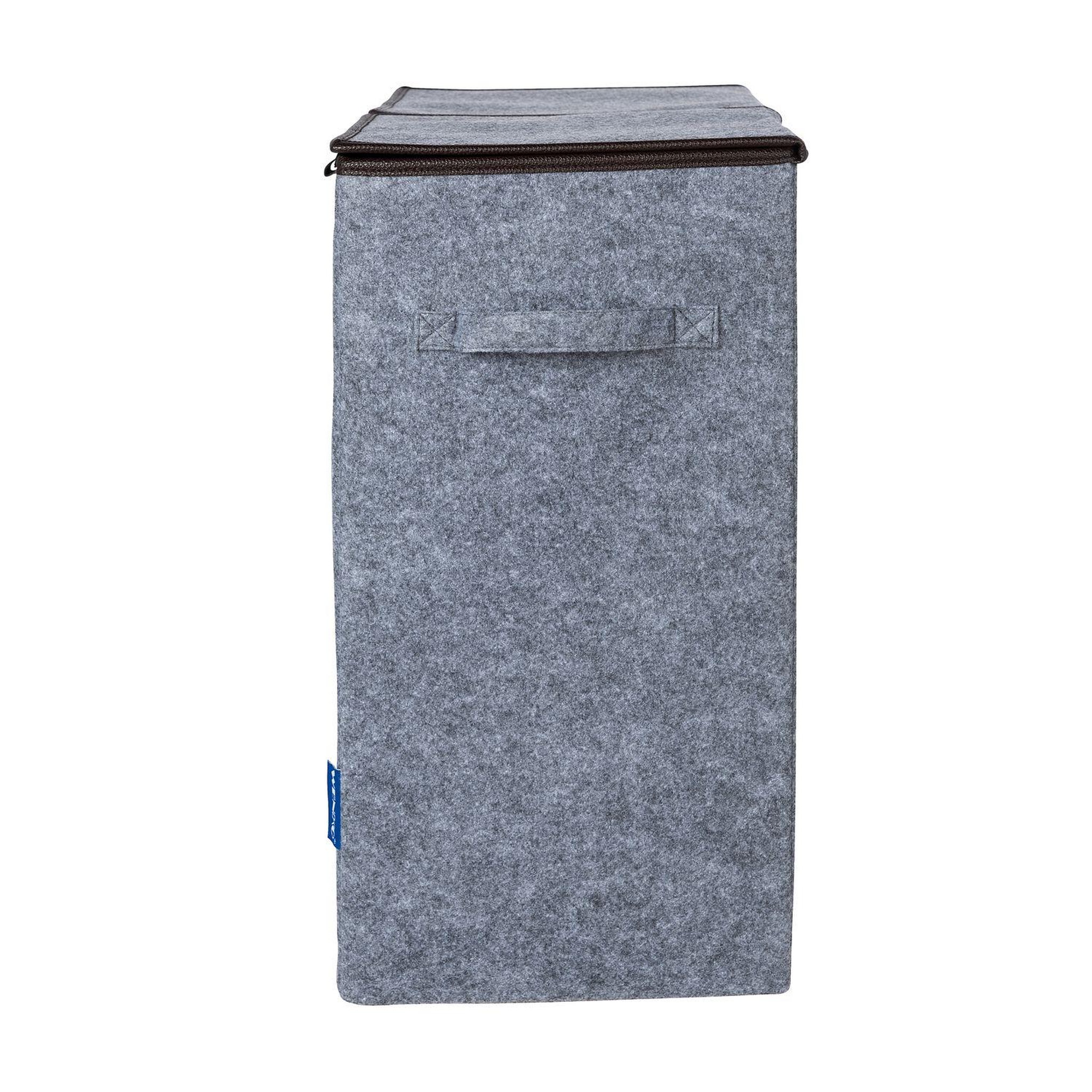 Voir la diapositive 3 : Wenko Double panier à linge en feutrine scandi - l. 52 x h. 54 cm - gris