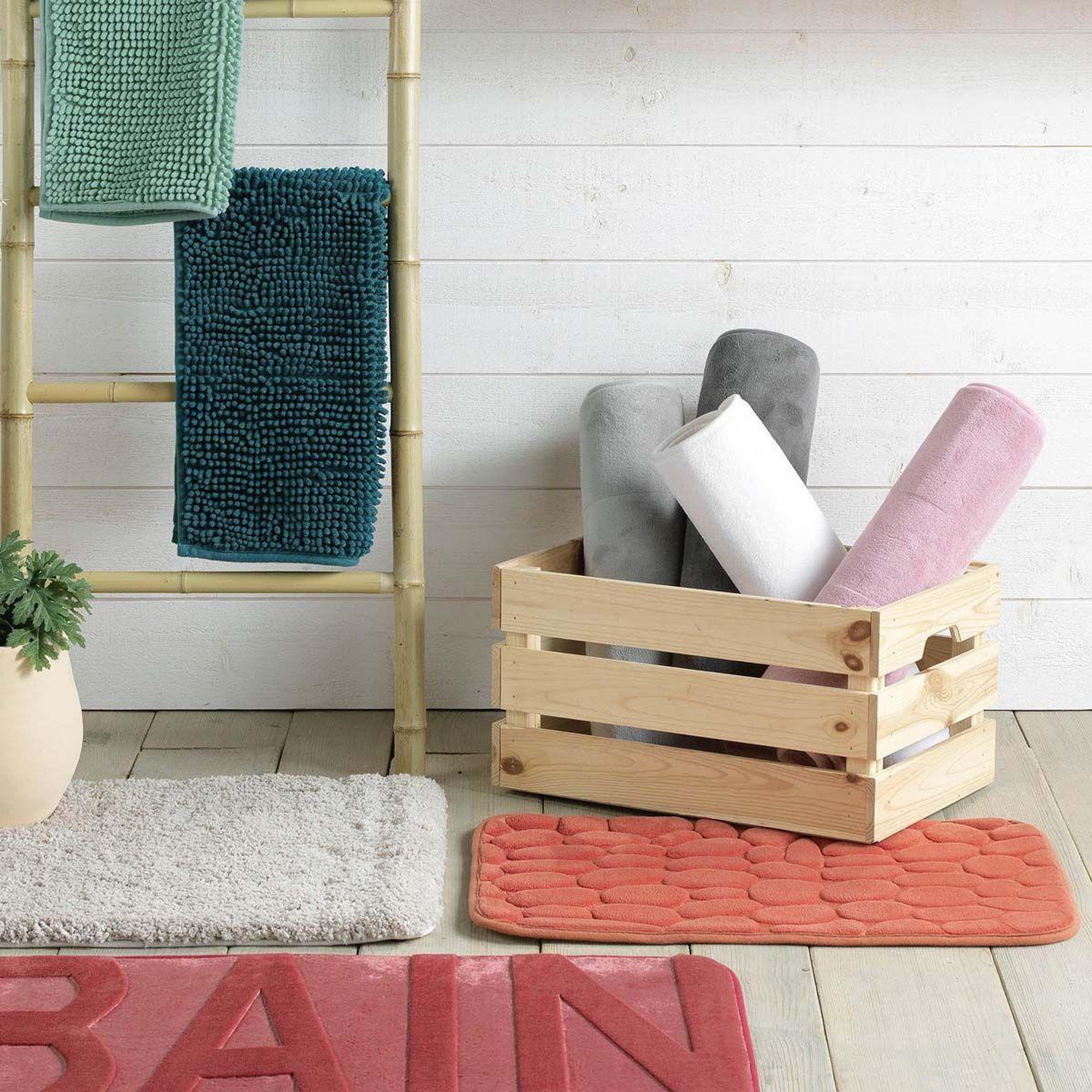 Voir la diapositive 2 : Douceur d'Intérieur Tapis de bain microfibre  vitamine  50x120cm taupe