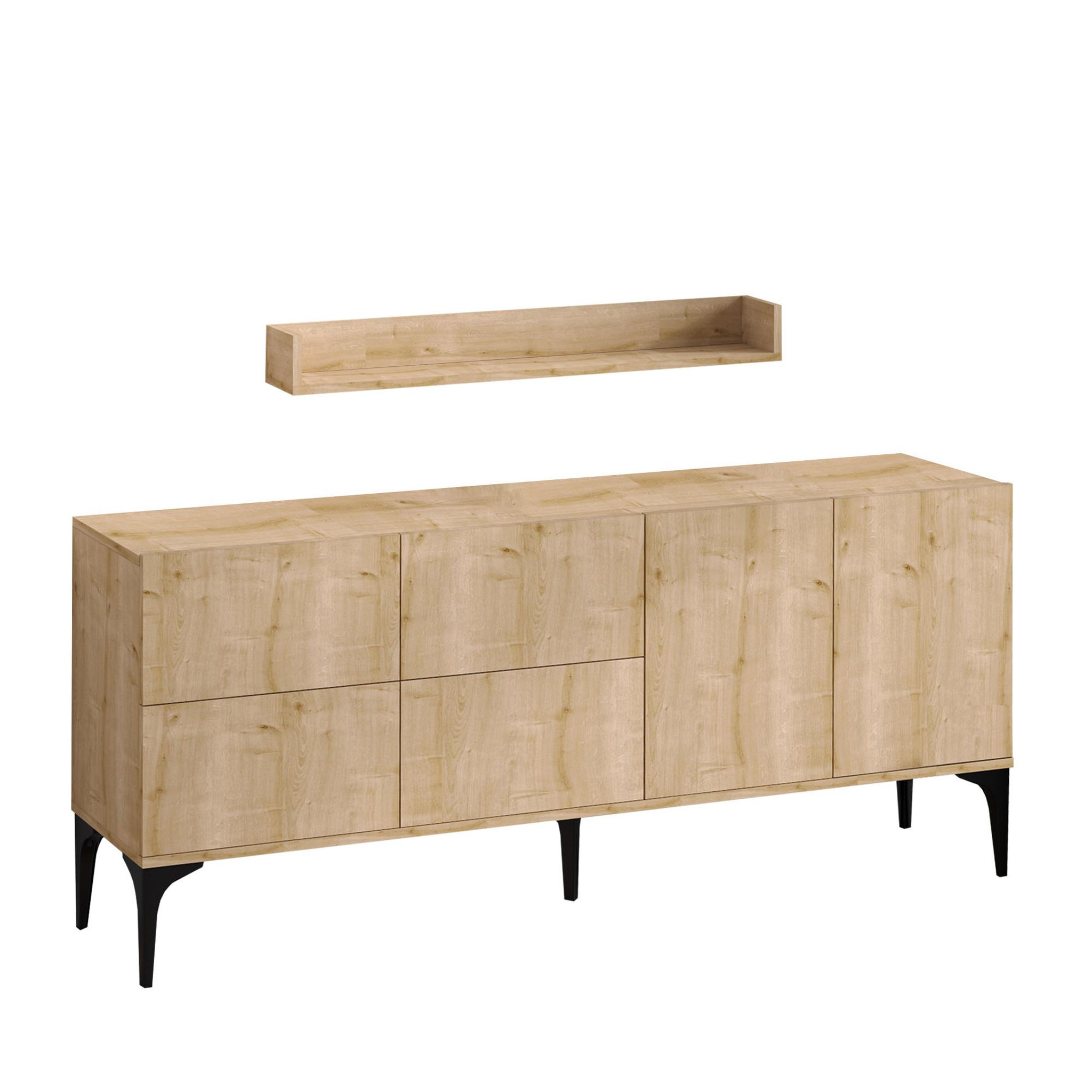 Habitat et Jardin Buffet en bois  stella  - 180 x 40 x 55 cm - chêne saphir