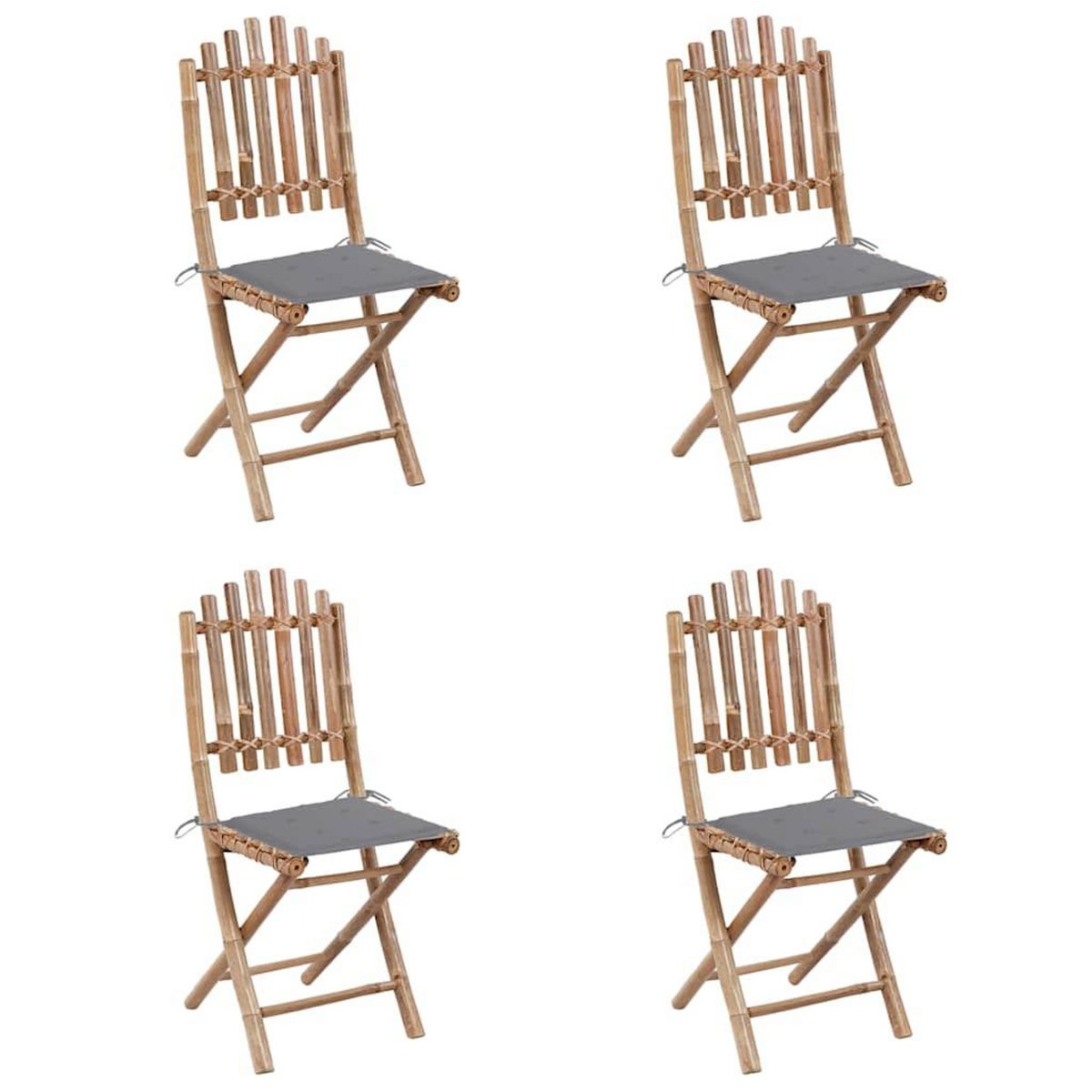 VIDAXL Mobilier a dîner d'exterieur pliable 5 pcs avec coussins bambou