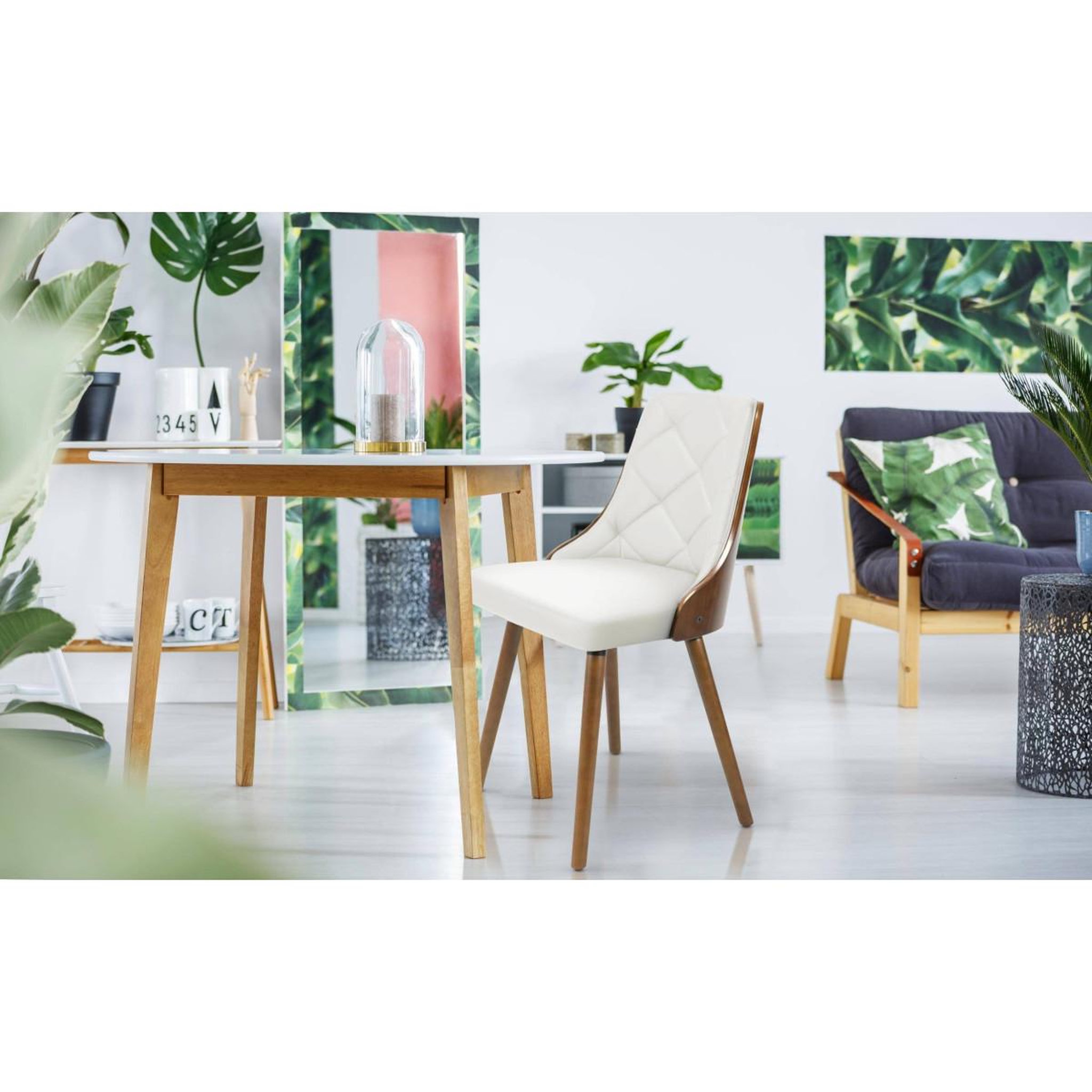 Voir la diapositive 4 : Paris Prix Lot de 6 chaises scandinave  cargo  79cm noisette & blanc
