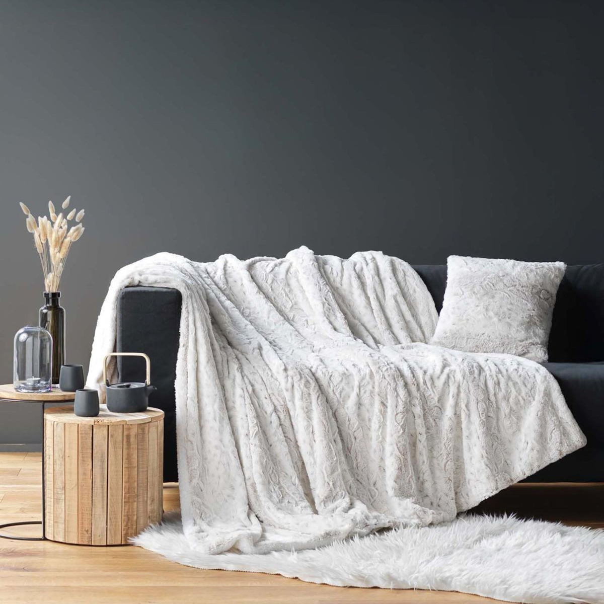 Paris Prix Plaid XL Imitation Fourrure Sherpa  Alaska  220x240cm Naturel