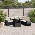 VIDAXL Salon de jardin 7 pcs avec coussins noir resine tressee