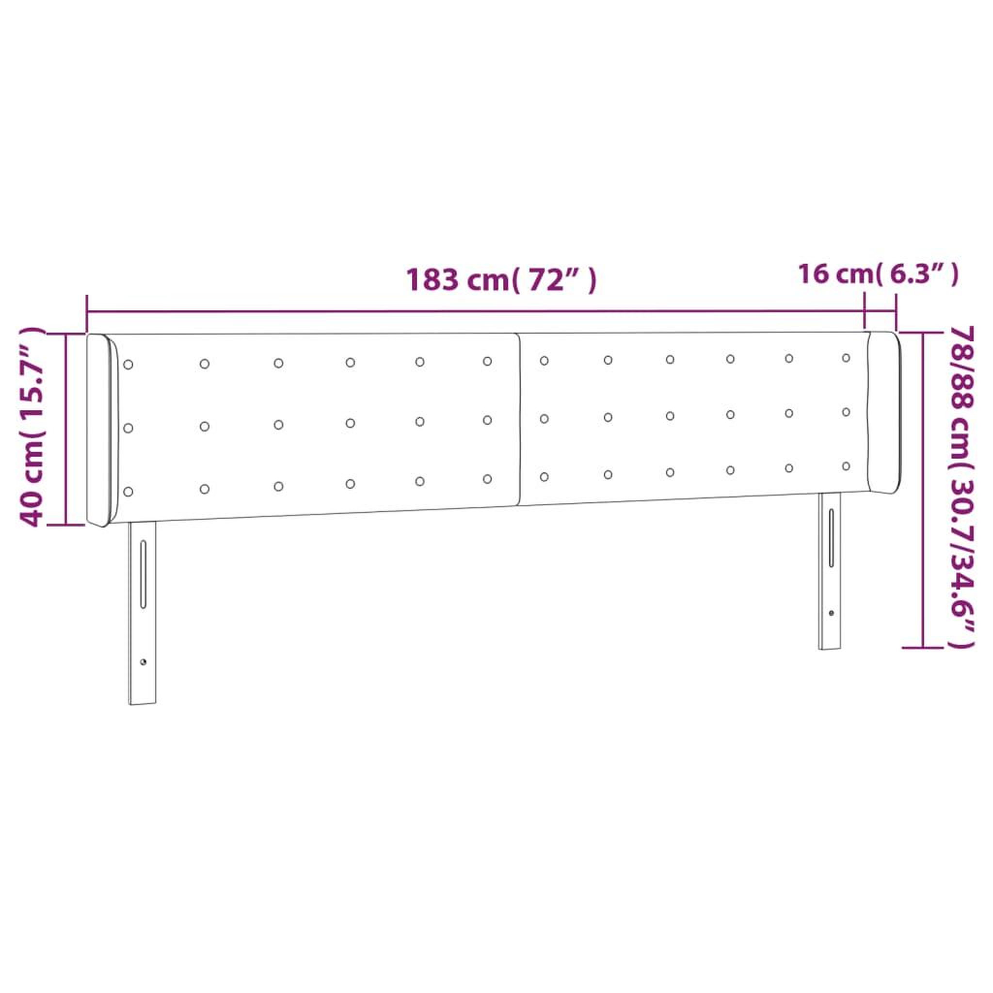 Voir la diapositive 6 : VIDAXL Tete de lit avec oreilles Gris clair 183x16x78/88 cm Tissu