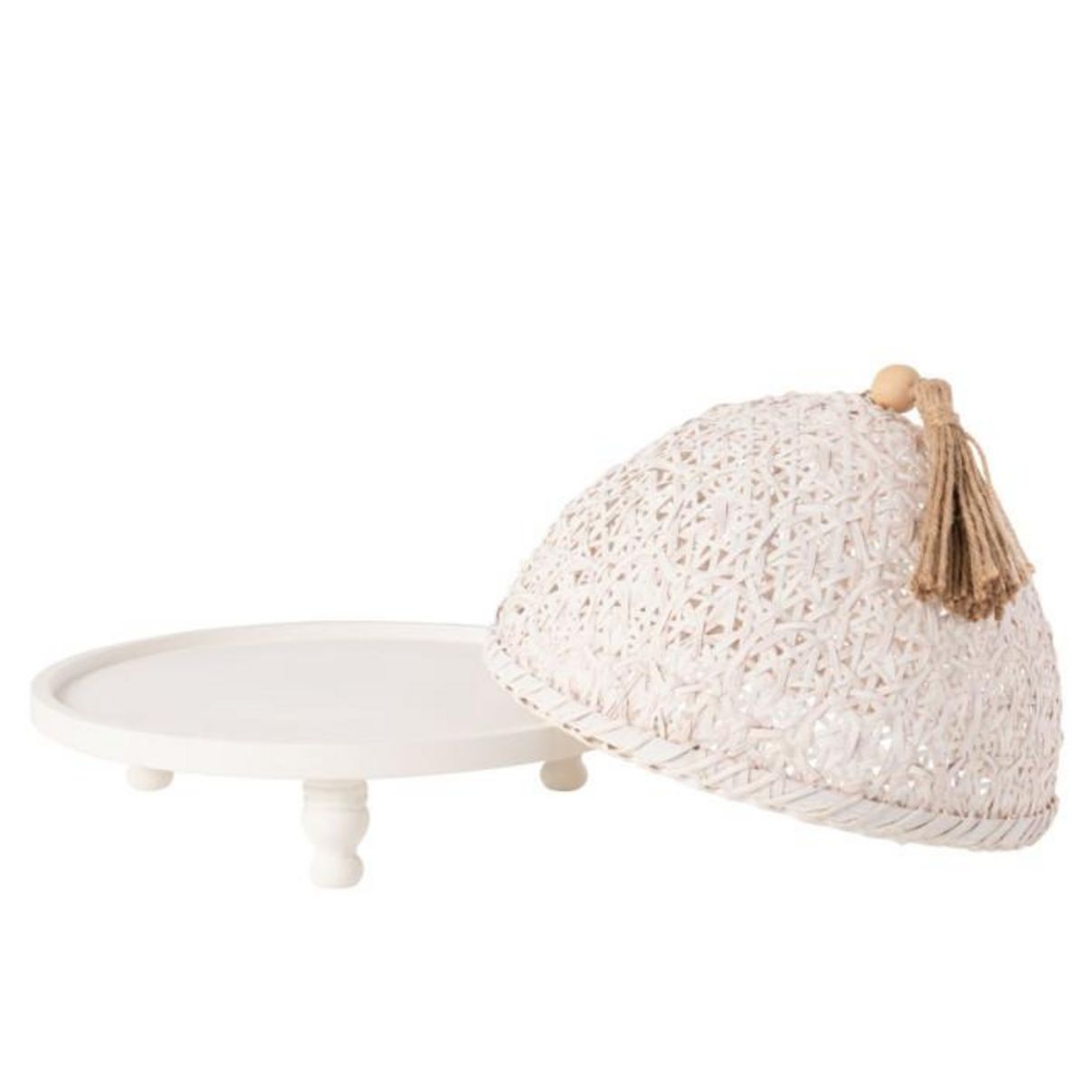 Paris Prix Cloche Alimentaire Avec Plateau  Bois  30cm Blanc