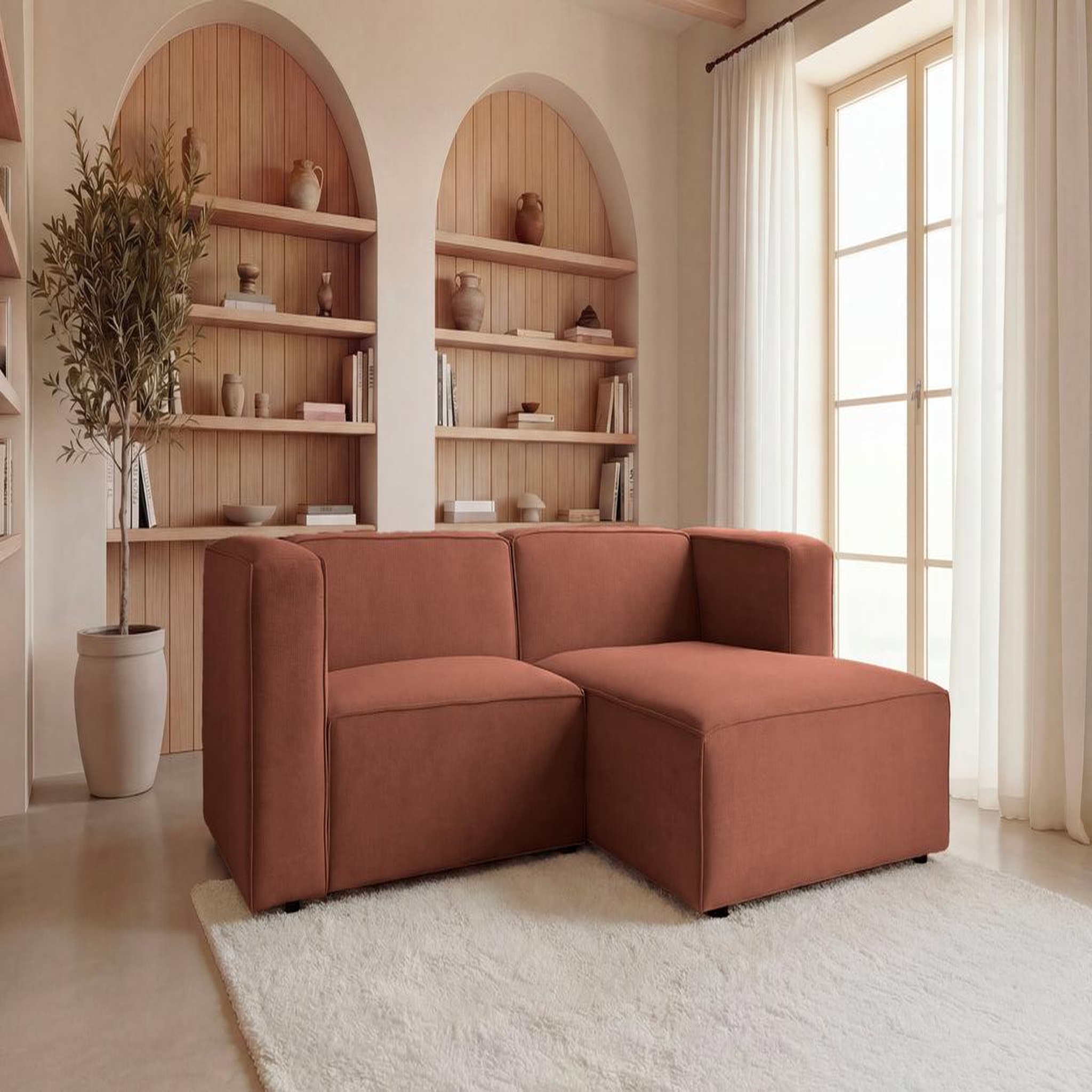 Voir la diapositive 2 : CASANOVA PARIS Basil - canapé d'angle tissu lisse 4 places