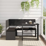 VIDAXL Canape de jardin avec table et coussins en forme de L noir