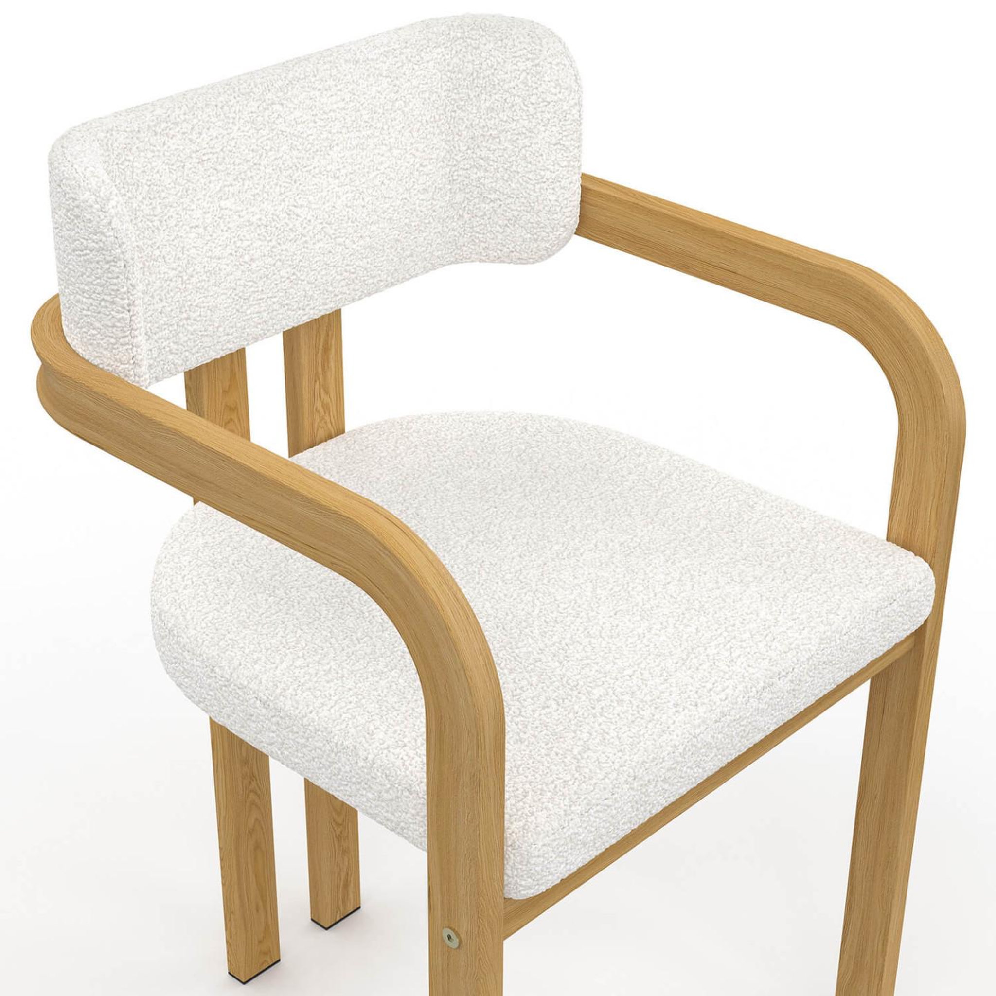 Voir la diapositive 6 : ID MARKET Lot de 4 chaises de salle à manger, fauteuils de table esma en métal effet bois et tissu bouclette avec accoudoirs