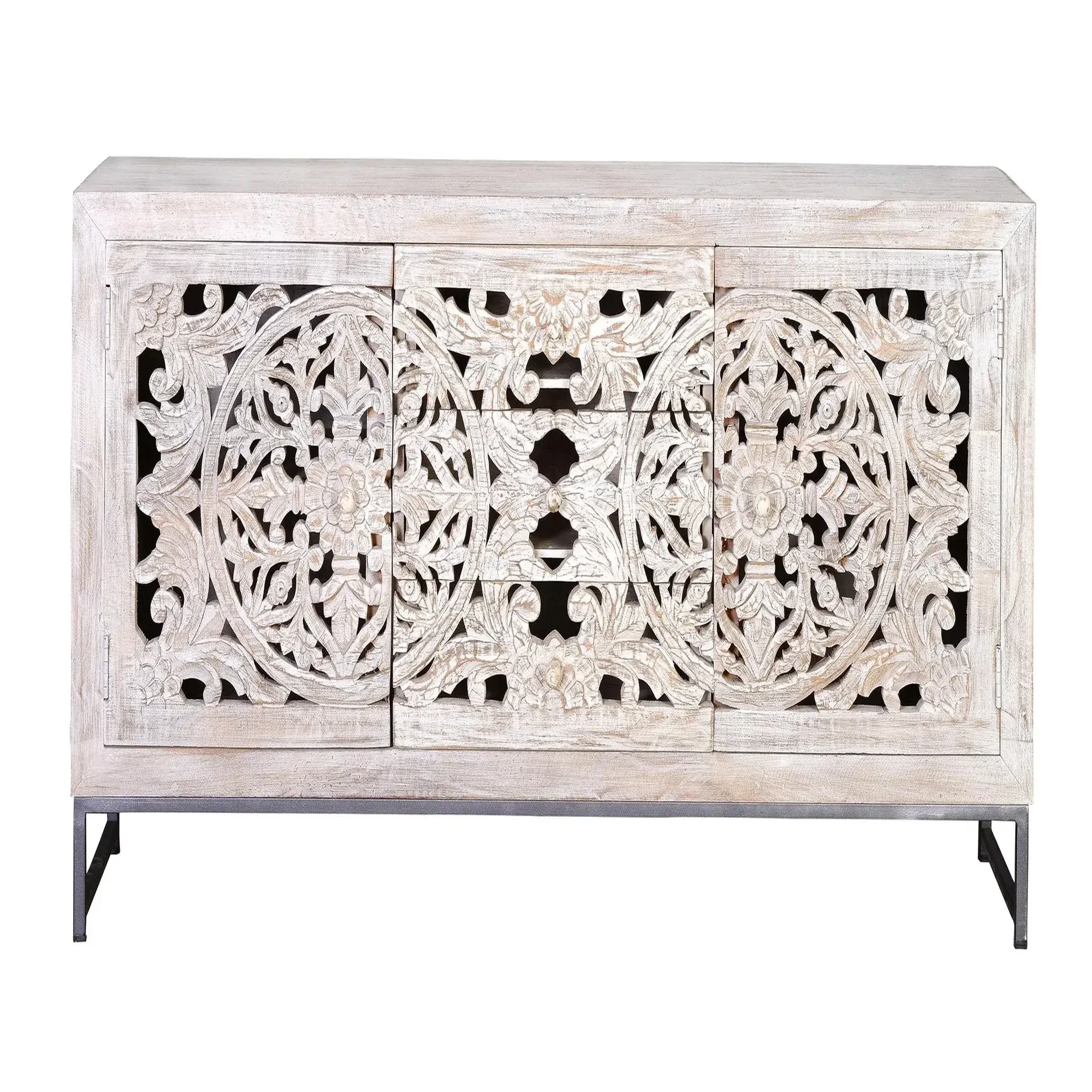 GINER Y COLOMER SL Buffet en bois de manguier 150cm style ethnique boho sculpté