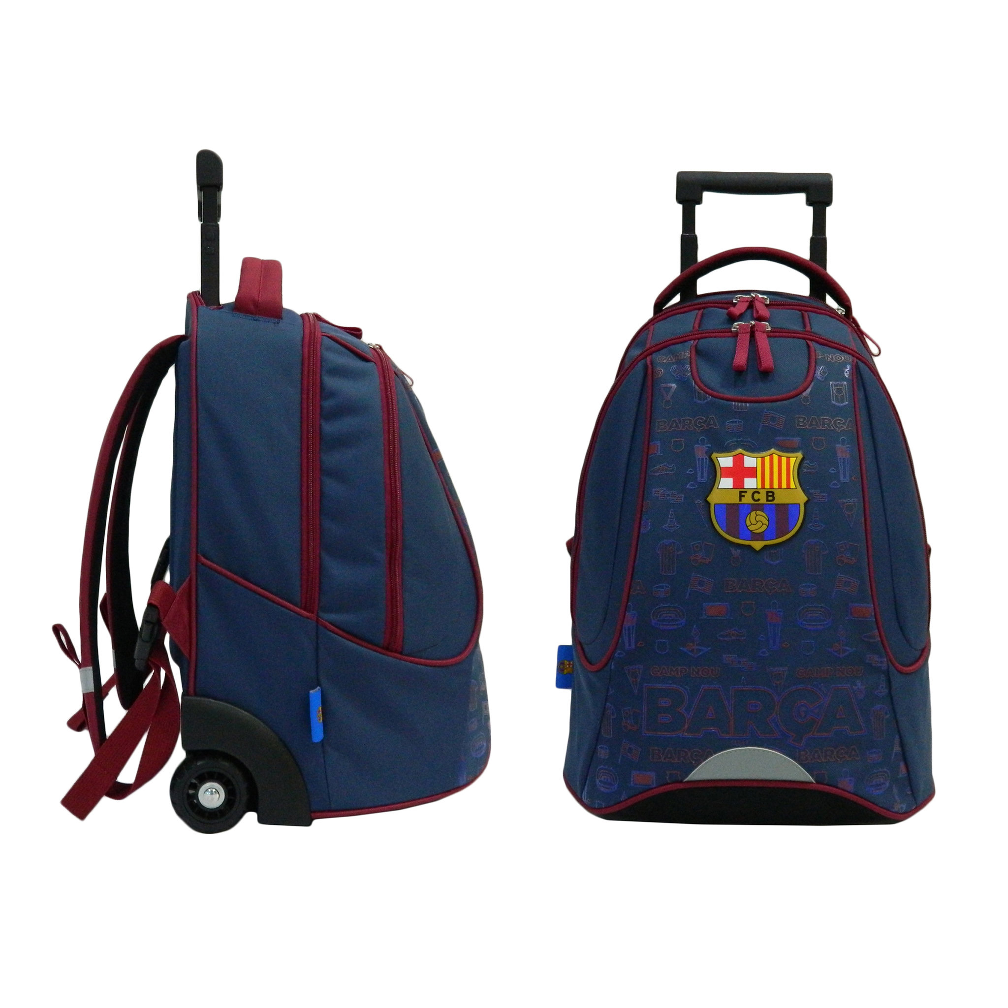 Voir la diapositive 2 : FC Barcelona Sac à dos à roulettes bleu FC BARCELONE