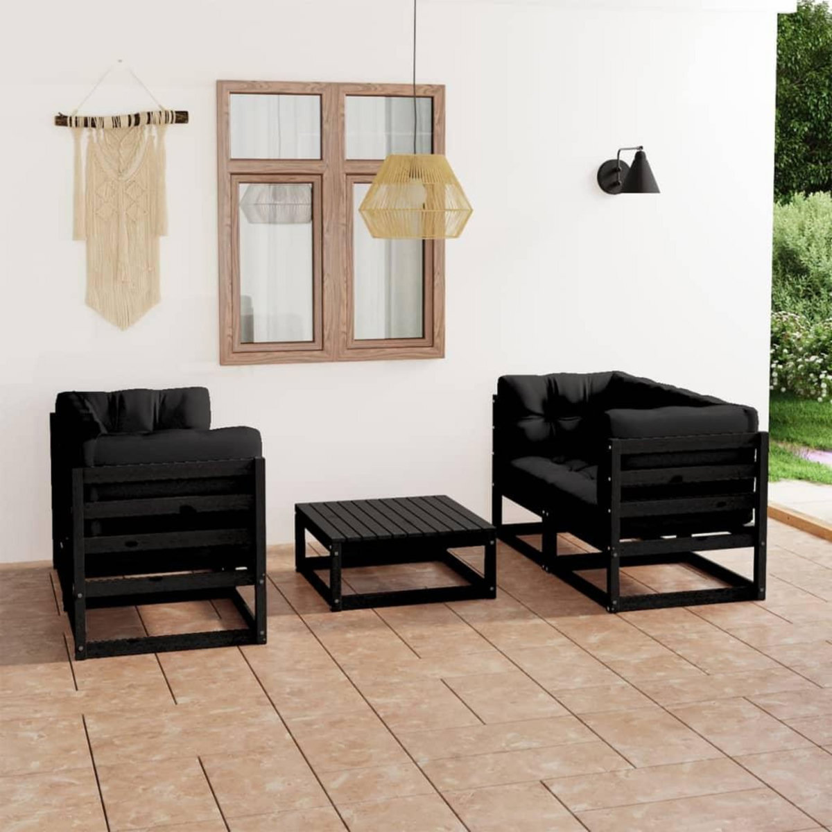 VIDAXL Salon de jardin 5 pcs avec coussins Bois de pin massif