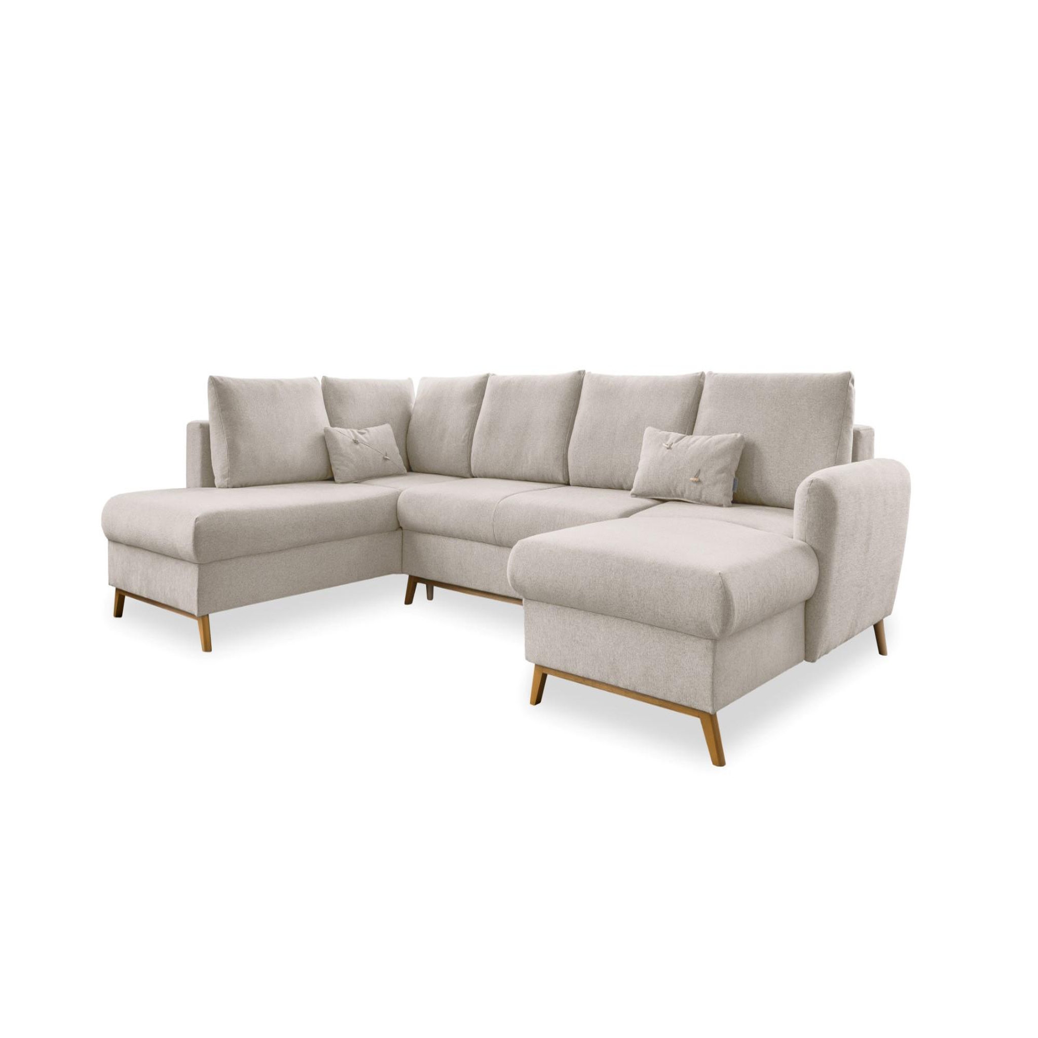 Voir la diapositive 6 : BEST MOBILIER Lagom - canapé d'angle panoramique - convertible - avec coffre - en tissu - 7 places - gauche