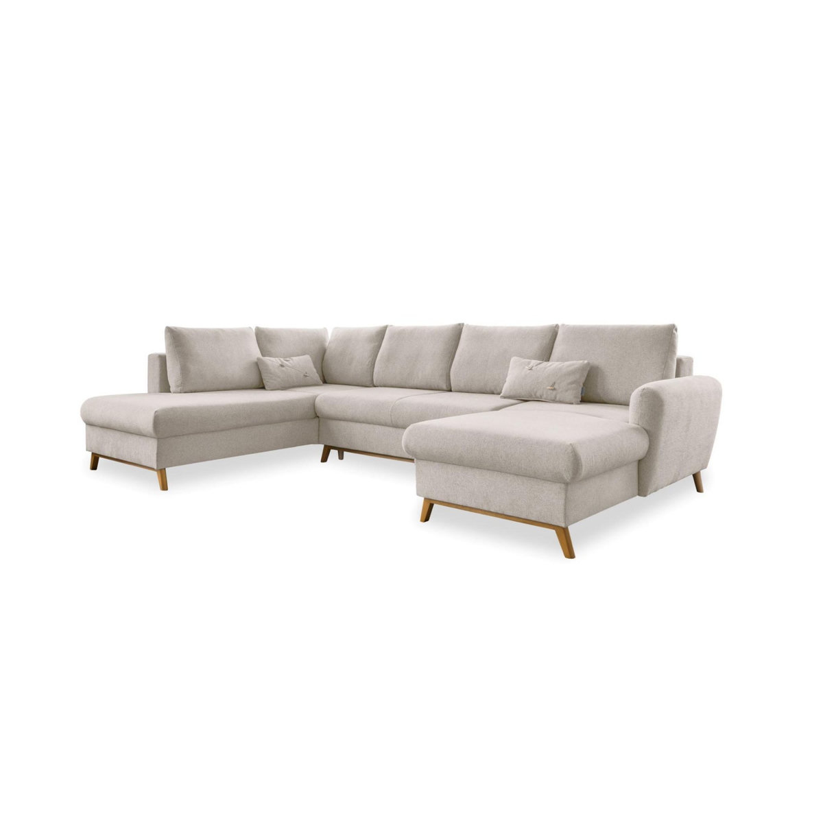 BEST MOBILIER Lagom - canapé d'angle panoramique - convertible - avec coffre - en tissu - 7 places - gauche