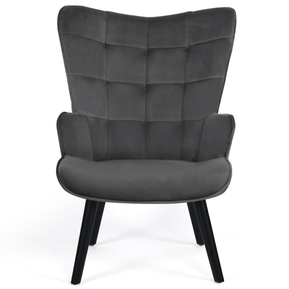 ID MARKET Fauteuil scandinave ANIA en velours gris