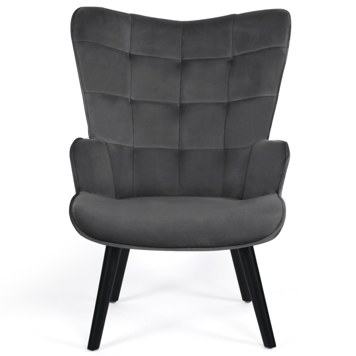 ID MARKET Fauteuil scandinave ANIA en velours gris