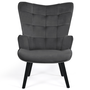 Voir la diapositive 3 : ID MARKET Fauteuil scandinave ANIA en velours gris