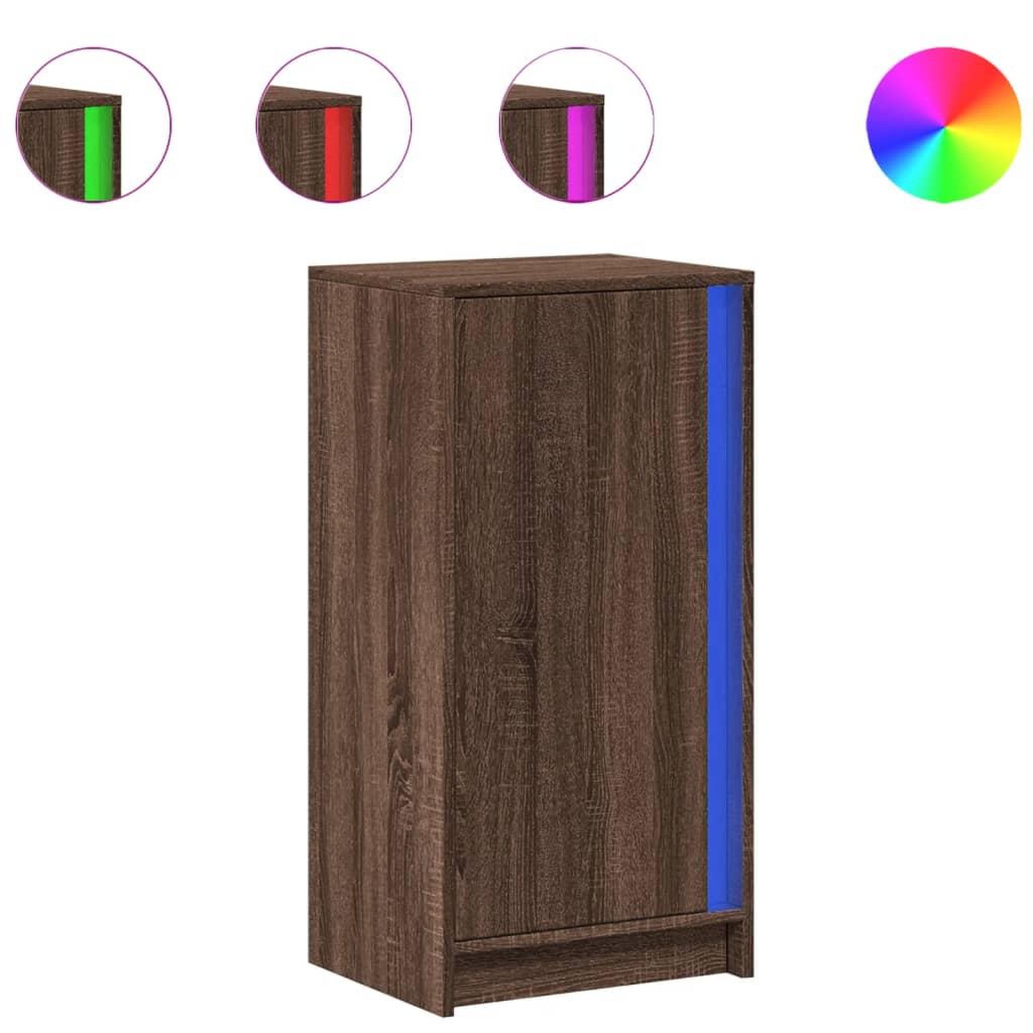 Voir la diapositive 2 : VIDAXL Buffet avec LED chene marron 42,5x34x85 cm bois d'ingenierie