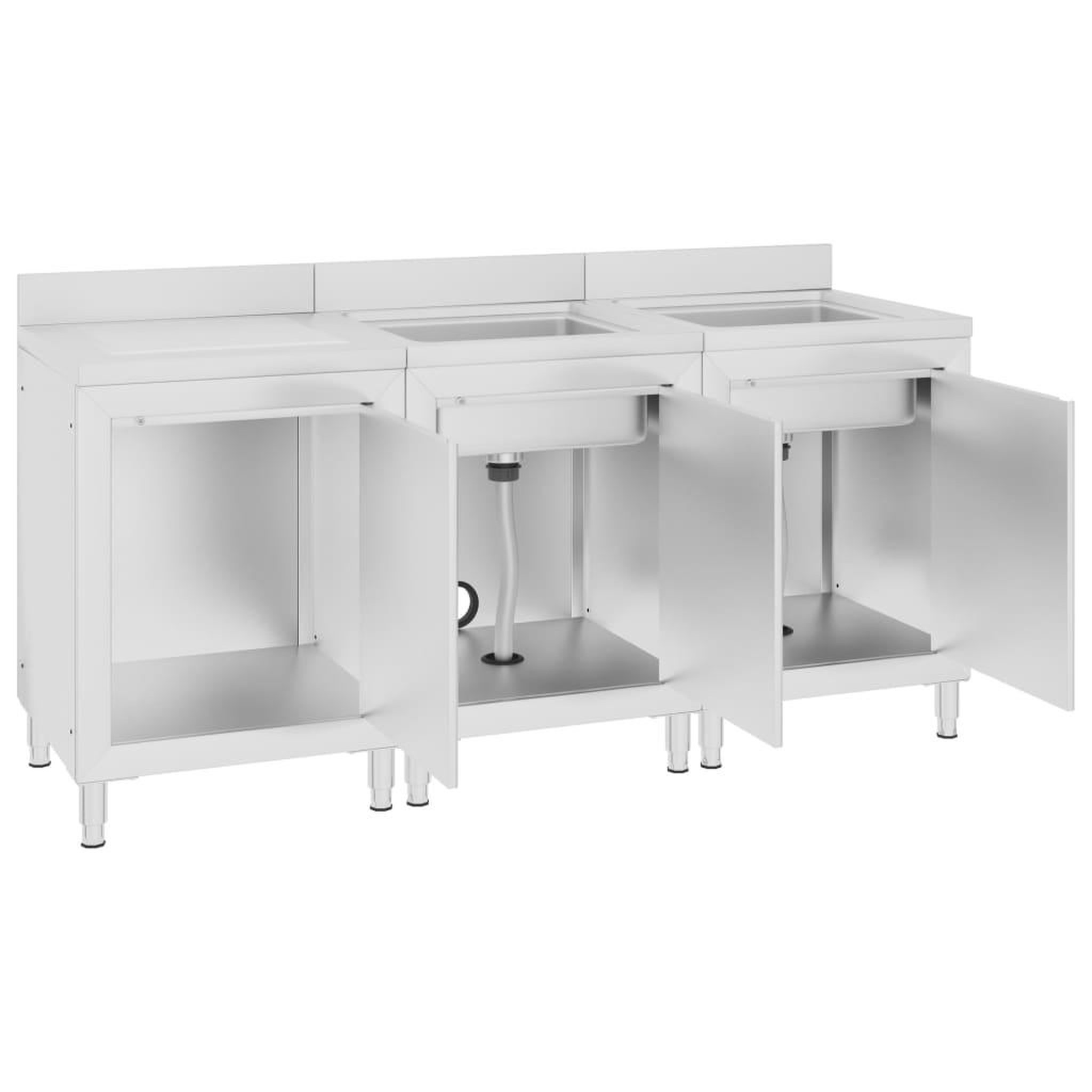 Voir la diapositive 4 : VIDAXL Evier de cuisine commercial 180x60x96 cm Acier inoxydable