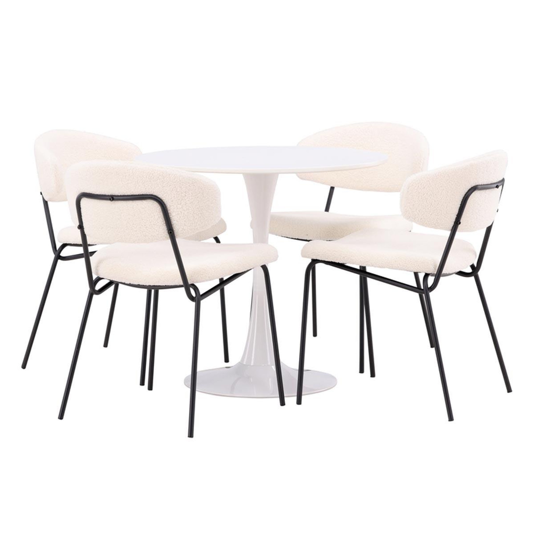 Paris Prix Ensemble table à manger & 4 chaises  hamden & chico  80cm blanc & blanc crème