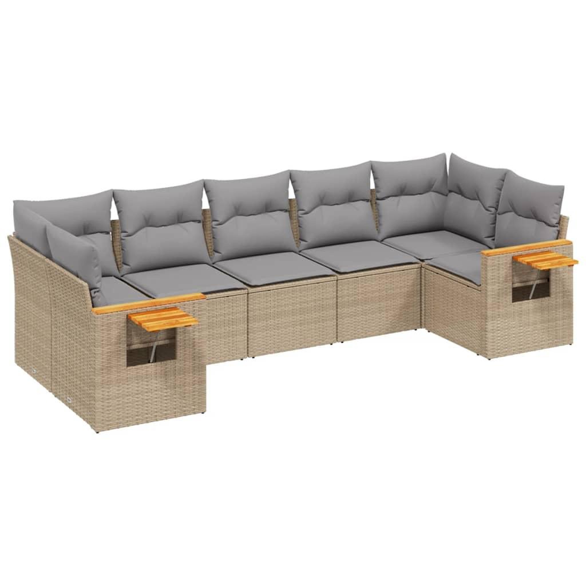 Voir la diapositive 2 : VIDAXL Salon de jardin avec coussins 7 pcs beige resine tressee