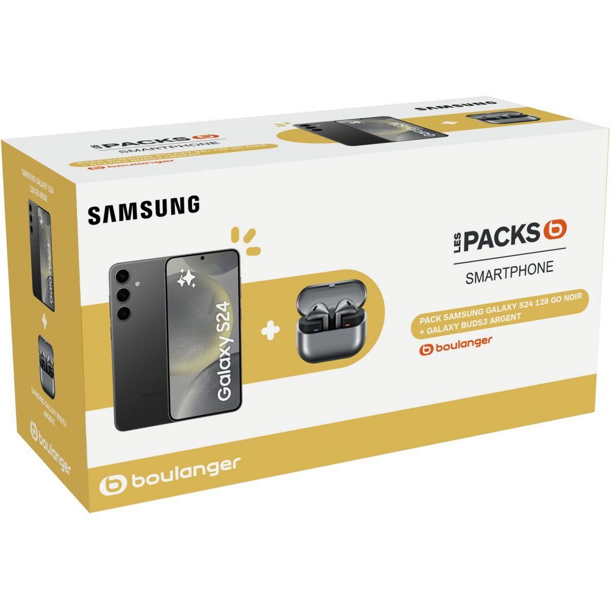 Samsung Smartphone Pack S24 Noir 128Go + Buds 3 Gris