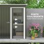 Voir la diapositive 5 : OUTSUNNY Abri de jardin - remise pour outils - cabanon porte coulissante - dim. 163L x 89l x 182H cm - tôle d'acier noir blanc