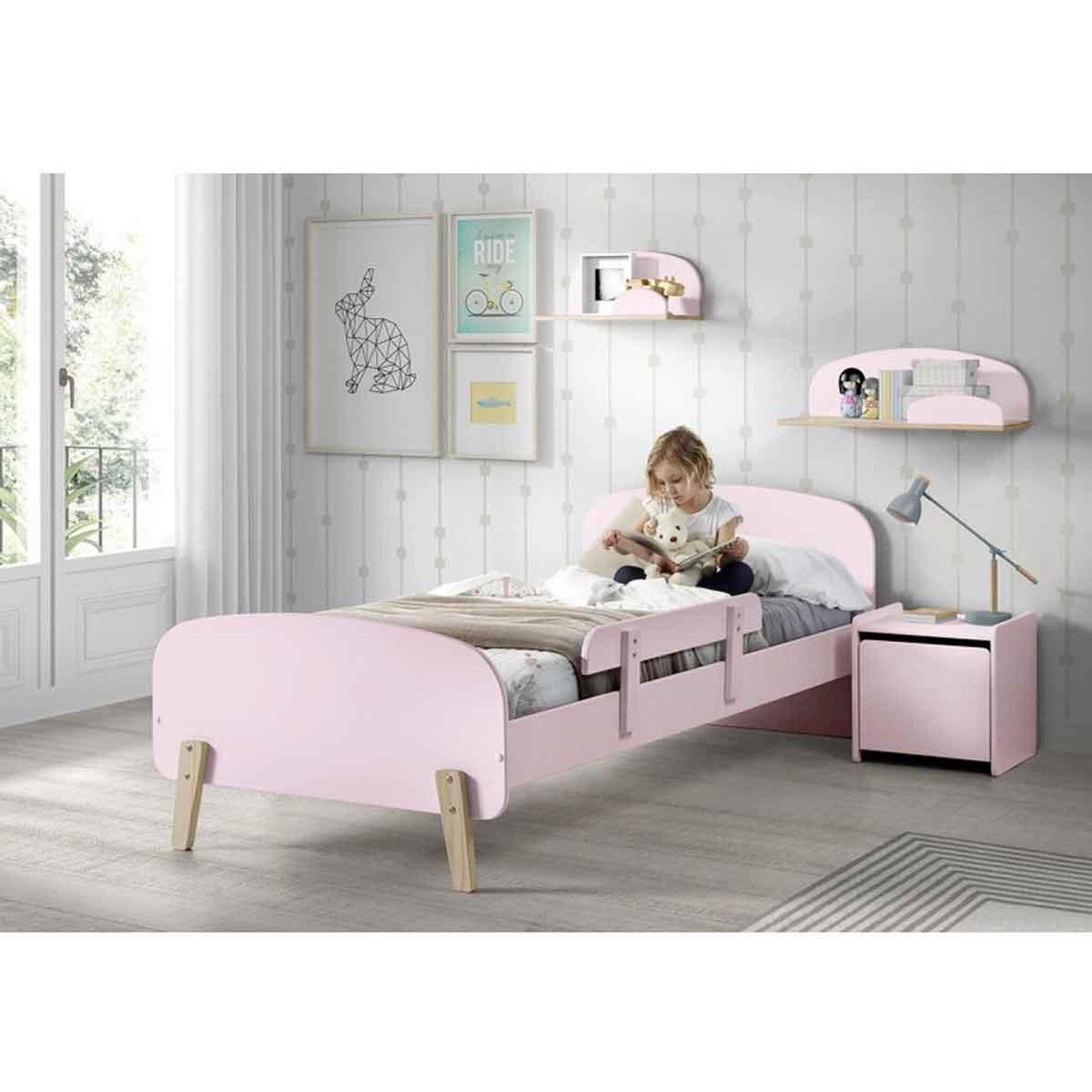 Voir la diapositive 2 : Paris Prix Table de chevet enfant  kiddy  40cm rose