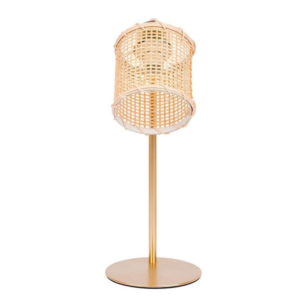 OSTARIA Lampe métal dorée avec abat-jour bambou