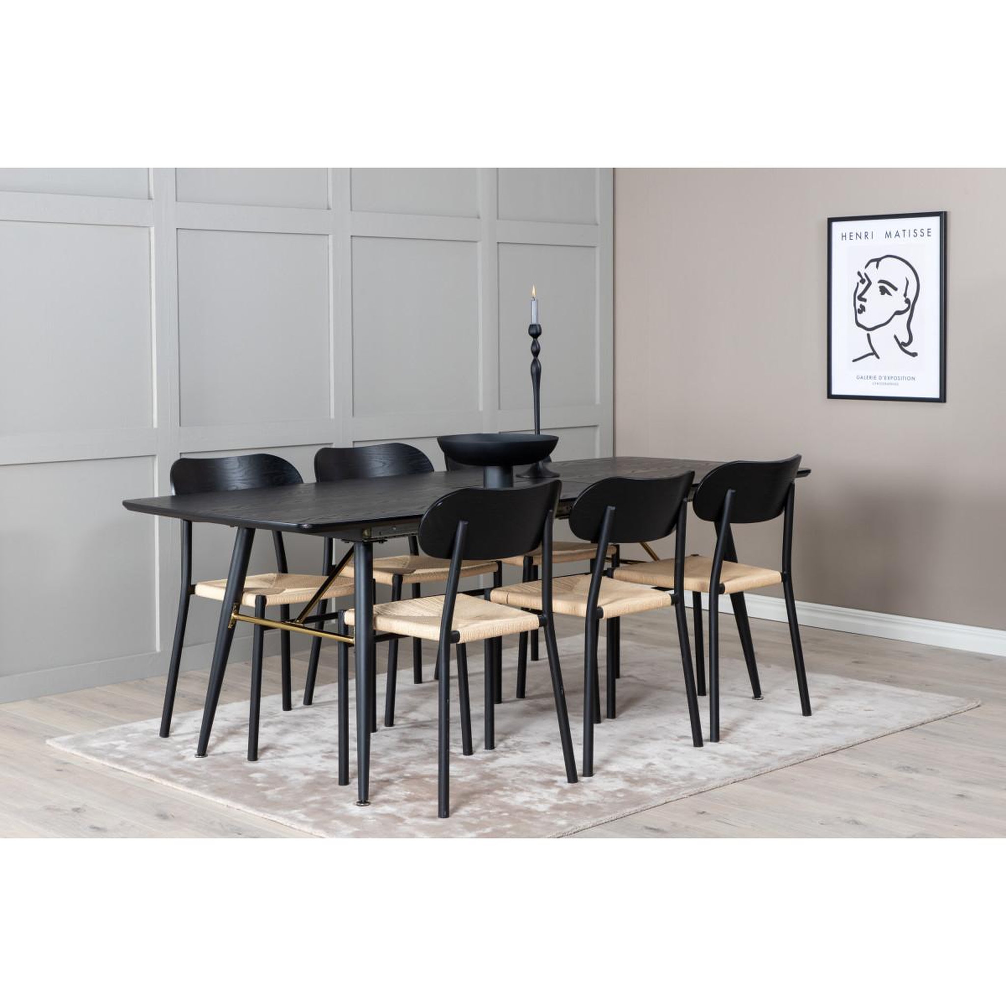 Voir la diapositive 6 : Paris Prix Ensemble table à manger extensible & 6 chaises  gold & polly  180-220cm noir