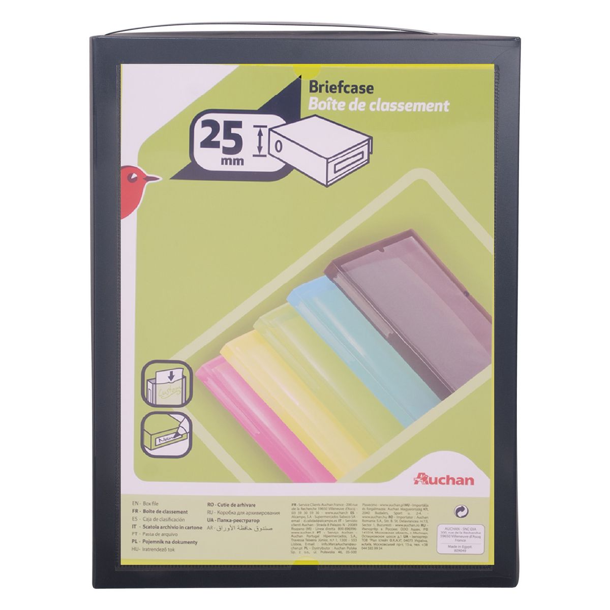 AUCHAN Boite de classement dos 25 mm 24x32cm noir