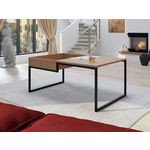 BEST MOBILIER Tim - table basse - effet bois et métal noir - 105 cm - style industriel. Coloris disponibles : Marron