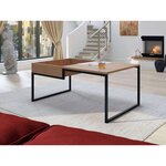 BEST MOBILIER Tim - table basse - effet bois et métal noir - 105 cm - style industriel. Coloris disponibles : Marron