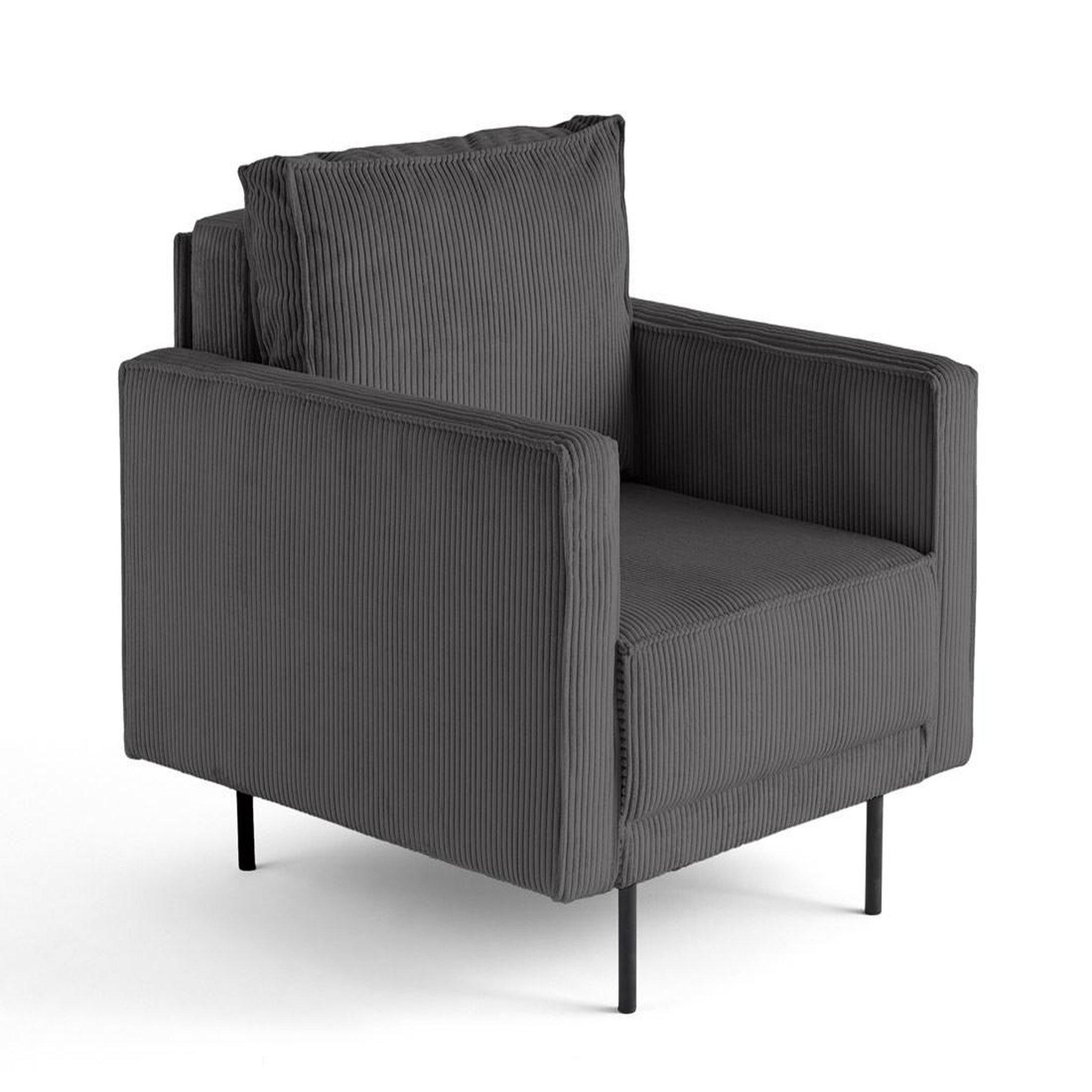 Voir la diapositive 2 : LISA DESIGN Charlie - fauteuil - pieds hauts - en velours côtelé