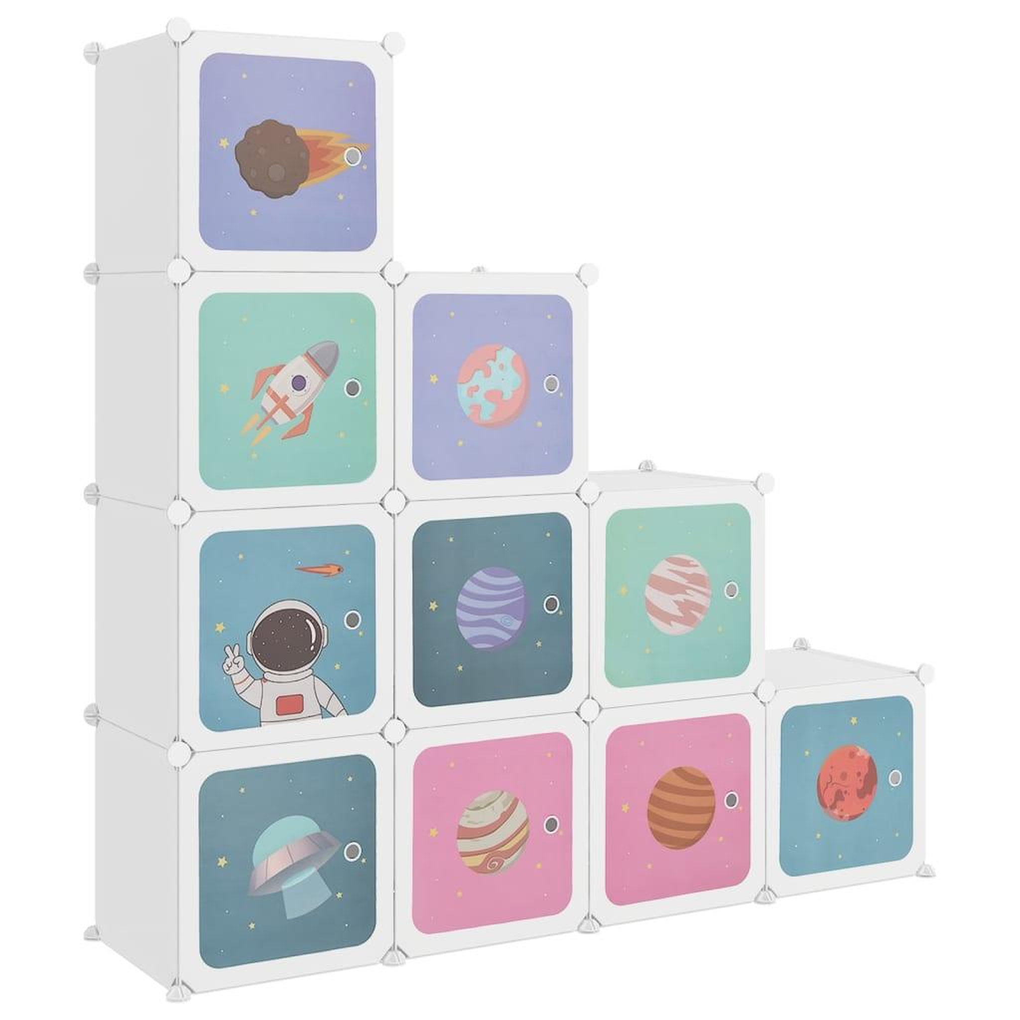 Voir la diapositive 2 : VIDAXL Armoire de rangement pour enfants avec 10 cubes Blanc PP