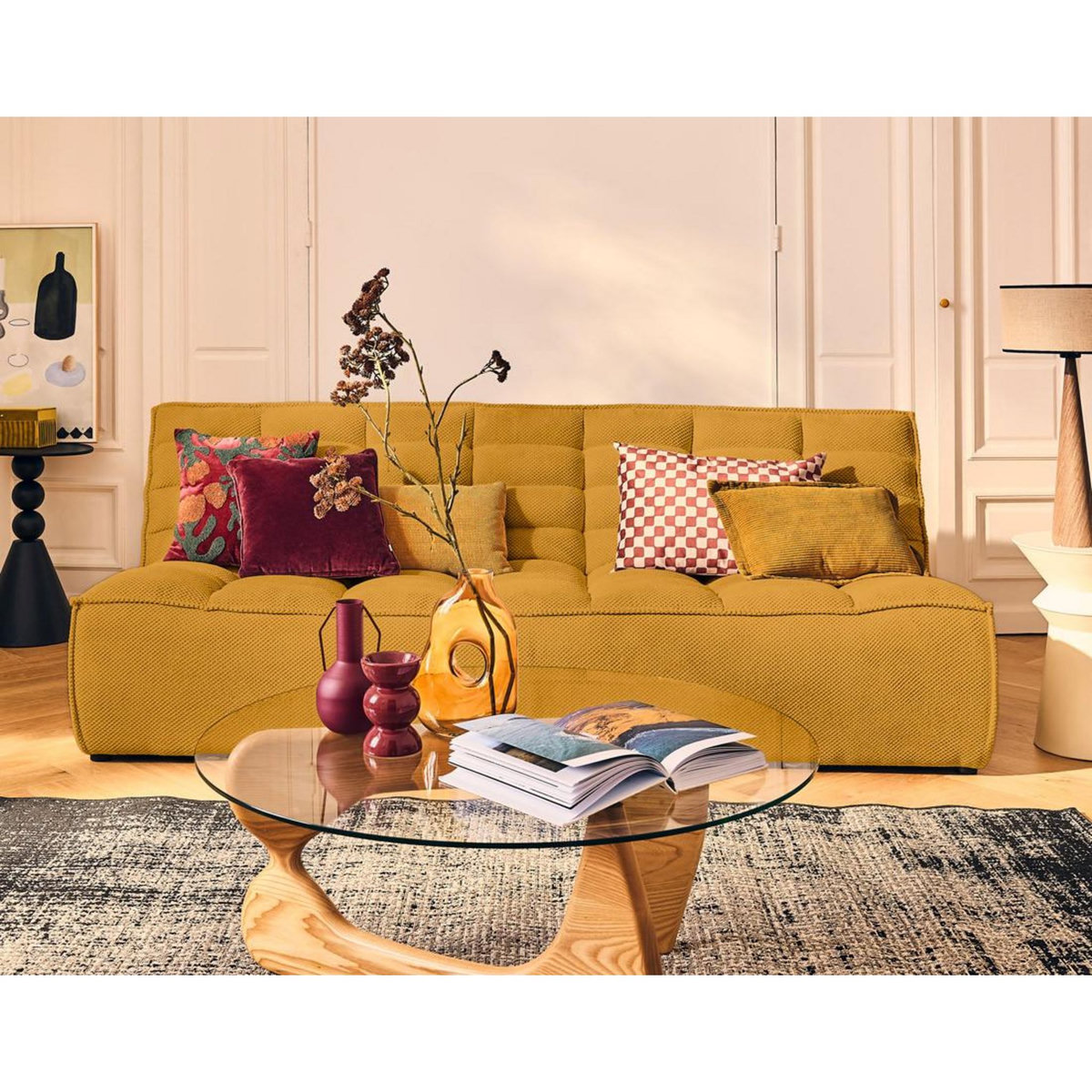 LISA DESIGN Ellie - canapé 3 places en velours texturé