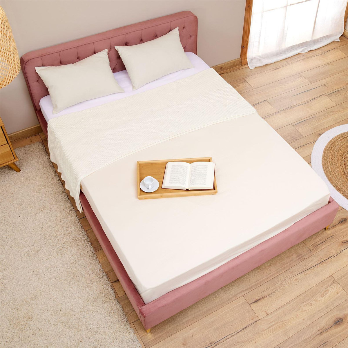 IDIMEX Lit double GLAMOUR, 140x190 cm, capitonné avec sommier, revêtement en velours