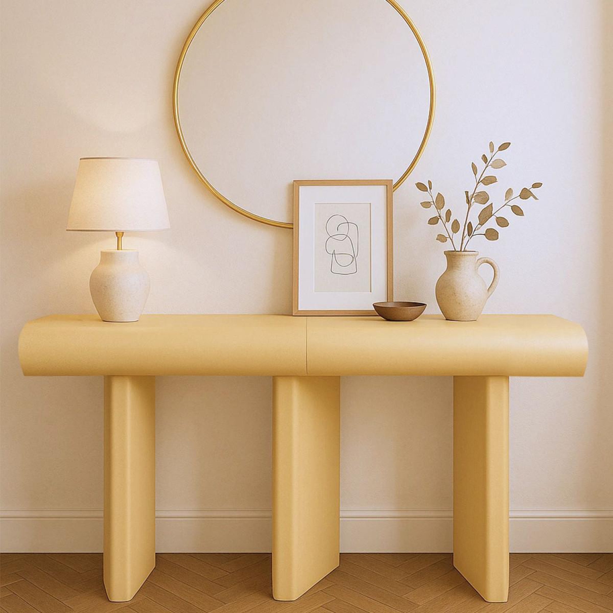 Voir la diapositive 6 : Paris Prix Console design 2 tiroirs  sherazade  121cm beige